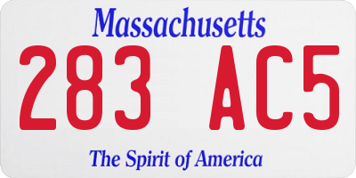 MA license plate 283AC5