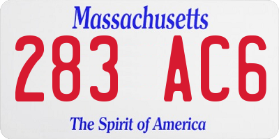 MA license plate 283AC6