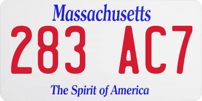 MA license plate 283AC7