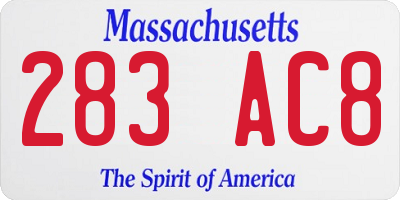 MA license plate 283AC8