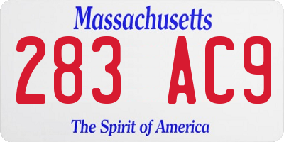 MA license plate 283AC9