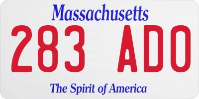 MA license plate 283AD0