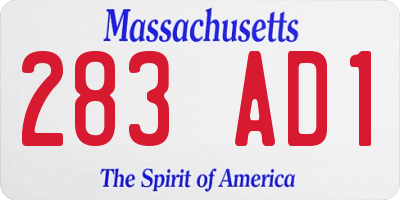MA license plate 283AD1