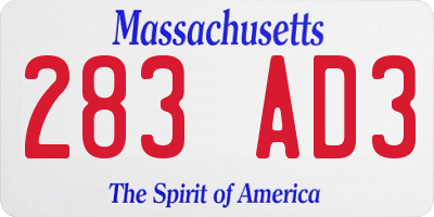 MA license plate 283AD3