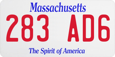 MA license plate 283AD6