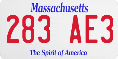 MA license plate 283AE3
