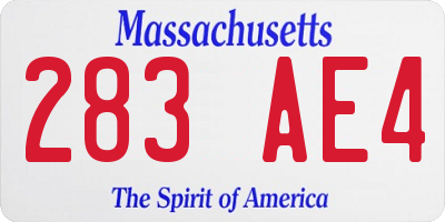 MA license plate 283AE4