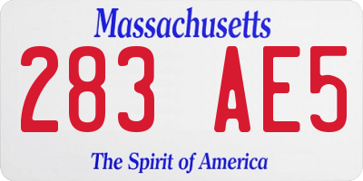 MA license plate 283AE5