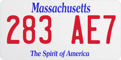 MA license plate 283AE7