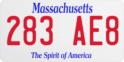MA license plate 283AE8