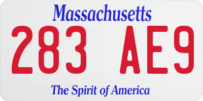 MA license plate 283AE9