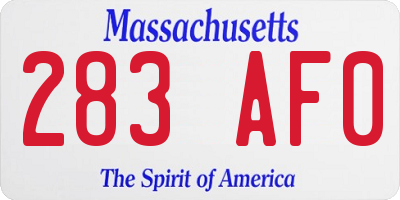 MA license plate 283AF0