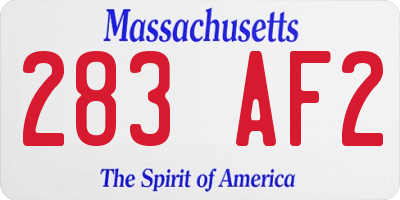 MA license plate 283AF2