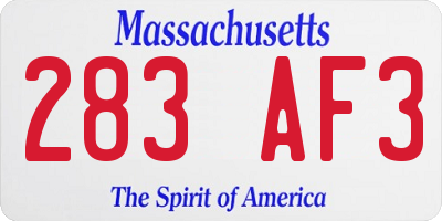 MA license plate 283AF3