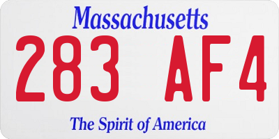 MA license plate 283AF4
