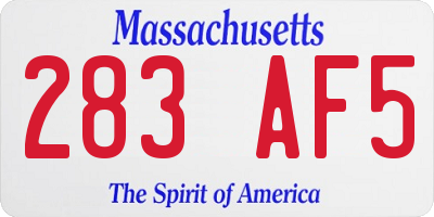MA license plate 283AF5