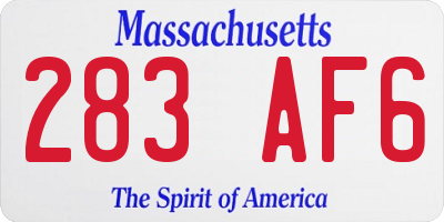 MA license plate 283AF6