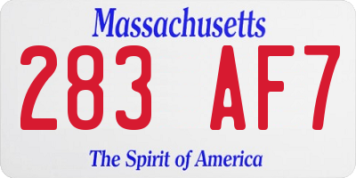 MA license plate 283AF7