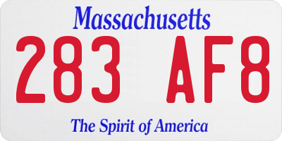 MA license plate 283AF8