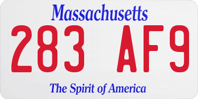 MA license plate 283AF9
