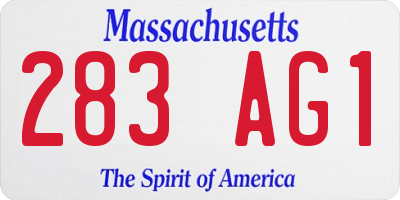 MA license plate 283AG1