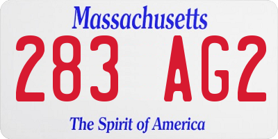 MA license plate 283AG2