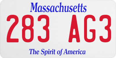MA license plate 283AG3
