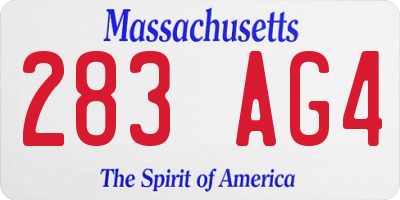MA license plate 283AG4