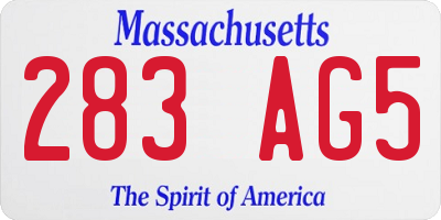 MA license plate 283AG5