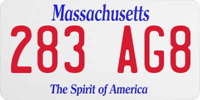 MA license plate 283AG8