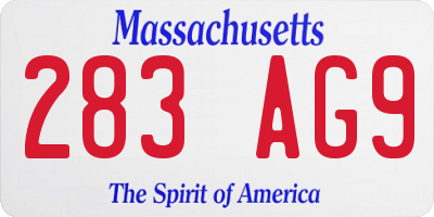 MA license plate 283AG9
