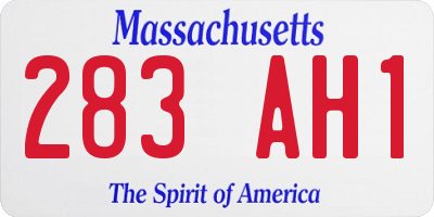 MA license plate 283AH1