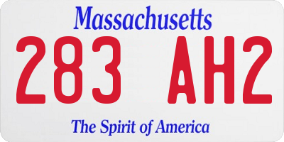 MA license plate 283AH2