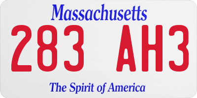 MA license plate 283AH3