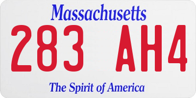 MA license plate 283AH4