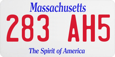 MA license plate 283AH5