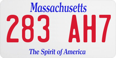 MA license plate 283AH7