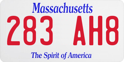MA license plate 283AH8