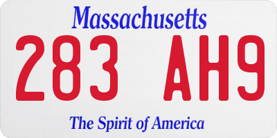 MA license plate 283AH9