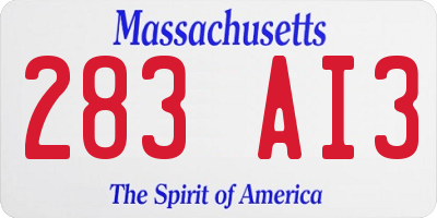 MA license plate 283AI3