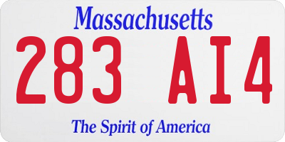 MA license plate 283AI4