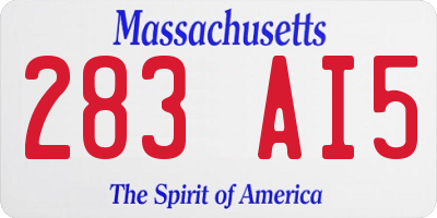 MA license plate 283AI5