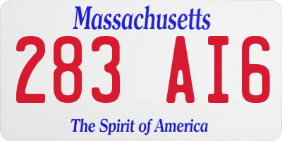 MA license plate 283AI6