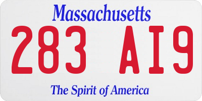 MA license plate 283AI9