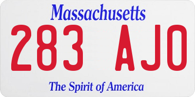 MA license plate 283AJ0