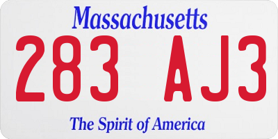 MA license plate 283AJ3