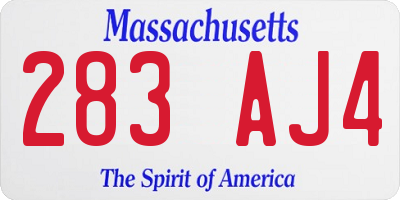 MA license plate 283AJ4