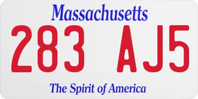 MA license plate 283AJ5