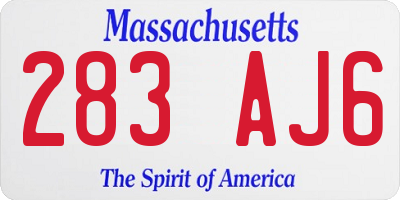 MA license plate 283AJ6