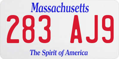 MA license plate 283AJ9
